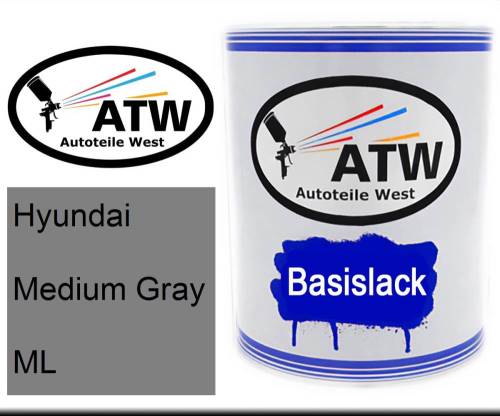 Hyundai, Medium Gray, ML: 1L Lackdose, von ATW Autoteile West.